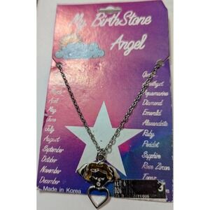 My Birthstone Angel Necklace With Chain For November Birthdays Silvertone Heart